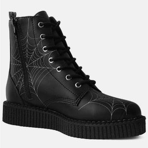 Black TUK Spiderweb Glow Combat Boots